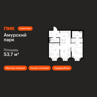 Планировка двухкомнатной(квартира) площадью 53.7 квадратных метров в “ЖК Амурский парк”