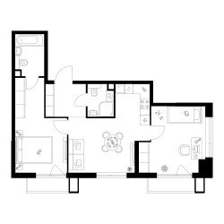 Планировка двухкомнатной(квартира) площадью 59.3 квадратных метров в ЖК “Квартал Мит”