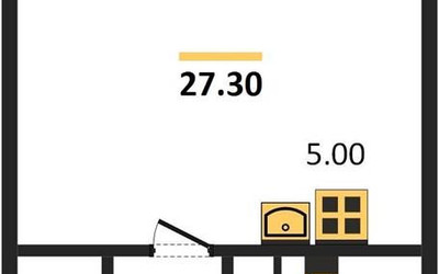 Планировка студии(квартира) площадью 27.3 квадратных метров в ЖК “ЖК Первый Лермонтовский”