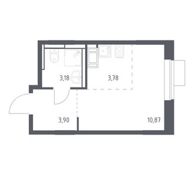 Планировка студии(квартира) площадью 21.73 квадратных метров в ЖК “ЖК Пятницкие луга”