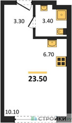 Планировка студии(квартира) площадью 23.5 квадратных метров в ЖК “ЖК Новый Зеленоград”