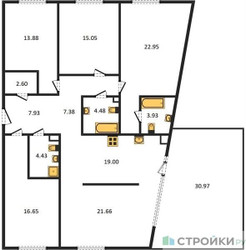 Планировка 4+ комнатной(квартира) площадью 149.23 квадратных метров в ЖК “Квартал Foriver”