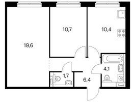 Планировка двухкомнатной(квартира) площадью 53.1 квадратных метров в “ЖК Ильинские луга”