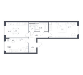 Планировка двухкомнатной(квартира) площадью 59.82 квадратных метров в ЖК “ЖК Новое Видное”
