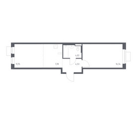 Планировка однокомнатной(квартира) площадью 44.43 квадратных метров в ЖК “ЖК Подольские кварталы”