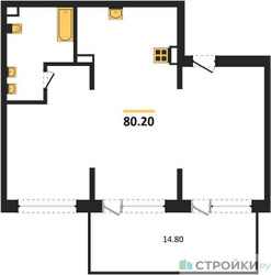 Планировка двухкомнатной(квартира) площадью 80.2 квадратных метров в ЖК “ЖК Первый квартал”