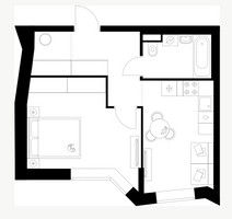 Планировка однокомнатной(квартира) площадью 39.4 квадратных метров в “ЖК Мичуринский Парк”