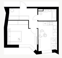 Планировка однокомнатной(квартира) площадью 39.4 квадратных метров в ЖК “ЖК Мичуринский Парк”