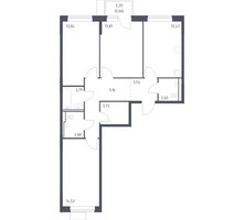 Планировка трехкомнатной(квартира) площадью 79.21 квадратных метров в “ЖК Молжаниново”
