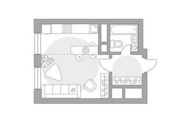 Планировка студии(квартира) площадью 25.98 квадратных метров в ЖК “ЖК Ильинойс”