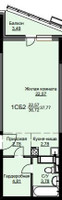 Планировка студии(квартира) площадью 38.1 квадратных метров в “ЖК Соболевка”