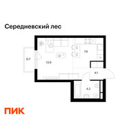 Планировка студии(квартира) площадью 30.2 квадратных метров в “ЖК Середневский лес”