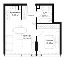 Планировка однокомнатной(квартира) площадью 41.9 квадратных метров в “ЖК Слава”