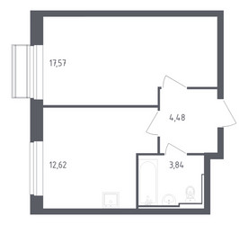 Планировка однокомнатной(квартира) площадью 38.51 квадратных метров в ЖК “ЖК Рублевский Квартал”