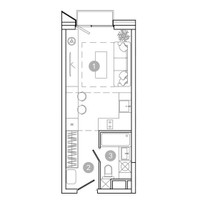 Планировка студии(квартира) площадью 23.6 квадратных метров в “ЖК УНО Соколиная гора”