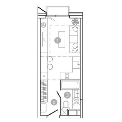 Планировка студии(квартира) площадью 23.6 квадратных метров в ЖК “ЖК УНО Соколиная гора”