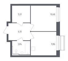 Планировка однокомнатной(квартира) площадью 35.49 квадратных метров в “ЖК Рублевский Квартал”