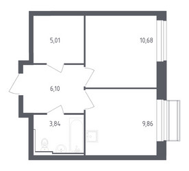 Планировка однокомнатной(квартира) площадью 35.49 квадратных метров в ЖК “ЖК Рублевский Квартал”