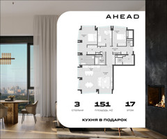 Планировка трехкомнатной(апартаменты) площадью 151 квадратных метров в “МФК АХЭД”
