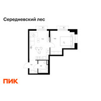 Планировка однокомнатной(квартира) площадью 38.8 квадратных метров в “ЖК Середневский лес”