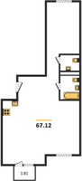 Планировка двухкомнатной(квартира) площадью 67.1 квадратных метров в “ЖК Dream Towers (Дрим Тауэрс)”