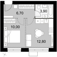 Планировка однокомнатной(квартира) площадью 33.4 квадратных метров в “Апрелевка Клаб”