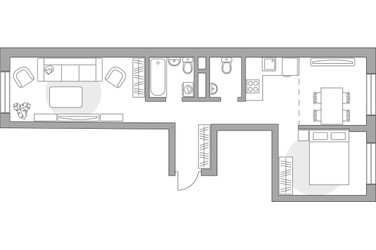 Планировка двухкомнатной(квартира) площадью 54.76 квадратных метров в ЖК “ЖК Живописный”