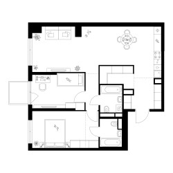 Планировка двухкомнатной(квартира) площадью 79 квадратных метров в ЖК “Квартал Мит”