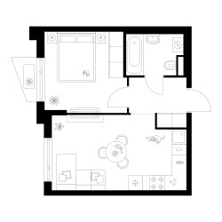 Планировка однокомнатной(квартира) площадью 35.4 квадратных метров в ЖК “ЖК Онежский вал”
