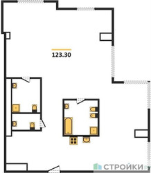 Планировка двухкомнатной(квартира) площадью 123.3 квадратных метров в ЖК “ЖК Звезды Арбата”