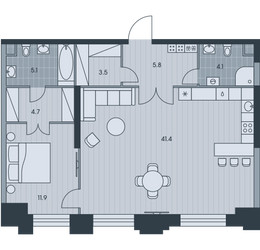 Планировка двухкомнатной(квартира) площадью 76.5 квадратных метров в ЖК “ЖК Ever (Эвер)”