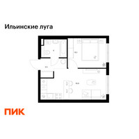 Планировка однокомнатной(квартира) площадью 34.5 квадратных метров в “ЖК Ильинские луга”