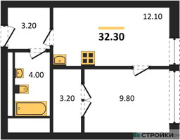 Планировка однокомнатной(квартира) площадью 32.4 квадратных метров в “ЖК VERY на Миклухо-Маклая (Вери на Миклухо-Маклая)”