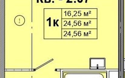 Планировка студии(квартира) площадью 24.56 квадратных метров в ЖК “ЖК Радость (Радумля Парк)”