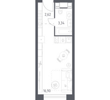 Планировка студии(апартаменты) площадью 22.86 квадратных метров в “ЖК Пятницкое 58 (Перец)”