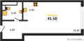 Планировка студии(квартира) площадью 41.5 квадратных метров в “ЖК Ренессанс”