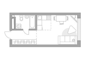 Планировка студии(квартира) площадью 29.07 квадратных метров в “ЖК Тринити”
