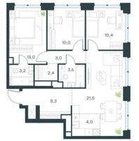 Планировка 4+ комнатной(квартира) площадью 79.3 квадратных метров в “ЖК Level Звенигородская”