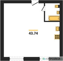 Планировка однокомнатной(квартира) площадью 43.74 квадратных метров в “ЖК Парк Апрель”