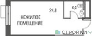 Планировка студии(квартира) площадью 29 квадратных метров в “ЖК Резиденции Архитекторов”