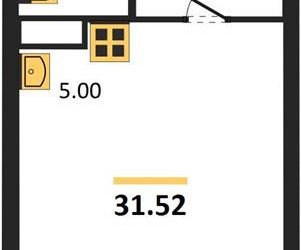 Планировка студии(квартира) площадью 31.52 квадратных метров в ЖК “ЖК Егорово Парк”