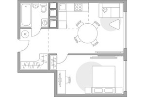 Планировка двухкомнатной(квартира) площадью 47.4 квадратных метров в “ЖК Бригантина”