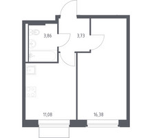 Планировка однокомнатной(квартира) площадью 35.05 квадратных метров в “ЖК Квартал Западный”