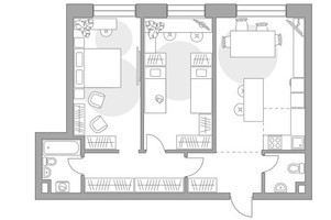 Планировка трехкомнатной(квартира) площадью 79.39 квадратных метров в “ЖК Павелецкая от Гранель”