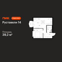 Планировка однокомнатной(квартира) площадью 39.2 квадратных метров в “ЖК Руставели 14”