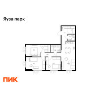 Планировка трехкомнатной(квартира) площадью 84.5 квадратных метров в “ЖК Яуза Парк (Мытищи)”