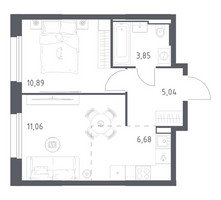 Планировка однокомнатной(квартира) площадью 37.52 квадратных метров в “ЖК Квартал Строгино”