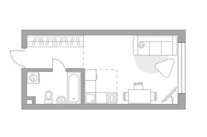 Планировка студии(квартира) площадью 29.63 квадратных метров в “ЖК Тринити”