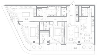 Планировка двухкомнатной(квартира) площадью 162.5 квадратных метров в “Клубный дом PHANTOM (Фантом)”