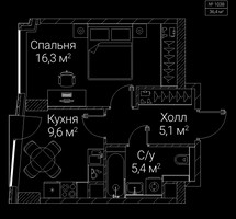 Планировка однокомнатной(квартира) площадью 36.4 квадратных метров в “ЖК СЕЗАР БУДУЩЕЕ”